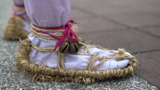 Handmade Sandal Jingle Bell Footwear Wear Procession Troupes Eight Generals — Stock Video