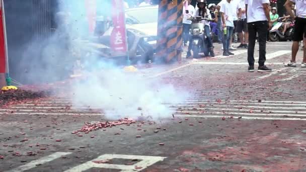 Taipei Taiwan Juni 2018 Slow Motion Procession Taiwanesiska Med Traditionella — Stockvideo