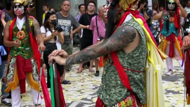 Taipei Taiwan Juni 2018 Langsom Motion Procession Vagt Ansigt Maleri – Stock-video