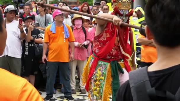 Taipei Taiwán Junio 2018 Procesión Cámara Lenta Jia Jiang Pintando — Vídeo de stock