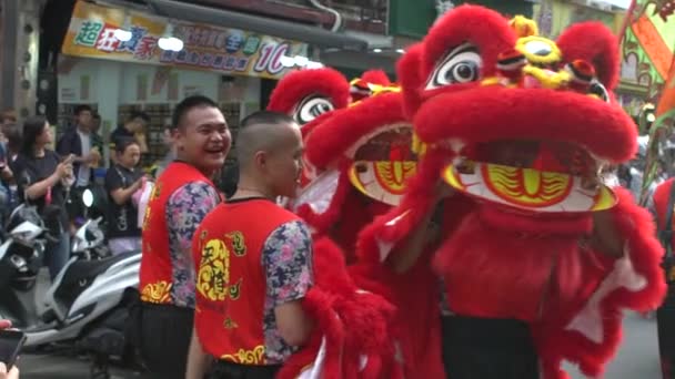 Taipei Taiwan May 2017 Slow Motion Portrait Head Chinese Lion — Stock Video