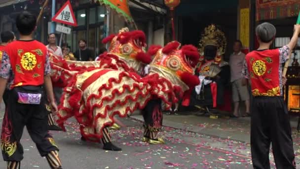 Taipei Taiwan Maio 2017 Leão Taiwanês Câmera Lenta Dança Frente — Vídeo de Stock