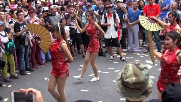 Taipei Taiwan June 2018 Αργή Κίνηση Όμορφες Ασιάτισσες Χορεύουν Παραδοσιακό — Αρχείο Βίντεο