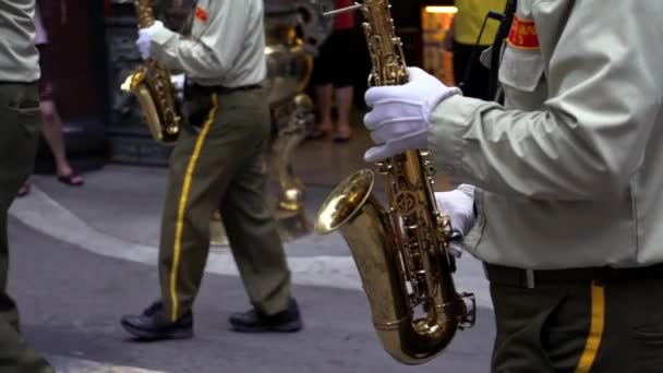 Taipei Taiwan Juni 2018 Trage Beweging Van Soldaten Marcherende Muzikanten — Stockvideo