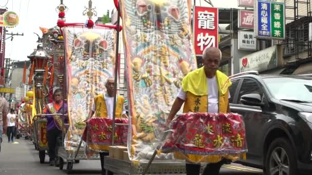 Тайбэй Тайвань Мая 2017 Празднование Медленного Движения Бога Мацу Старики — стоковое видео
