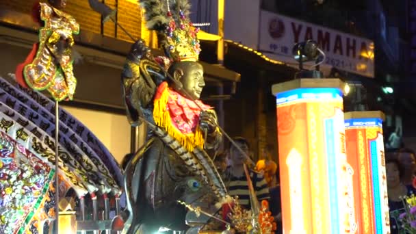 Taipei Taiwan Maio 2017 Procissão Câmera Lenta Nezha Estátua Adorada — Vídeo de Stock