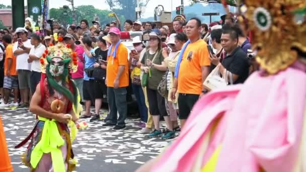 Taipeh Taiwan Juni 2018 Slow Motion Procession Jia Jiang Gesichtsbemalung — Stockvideo