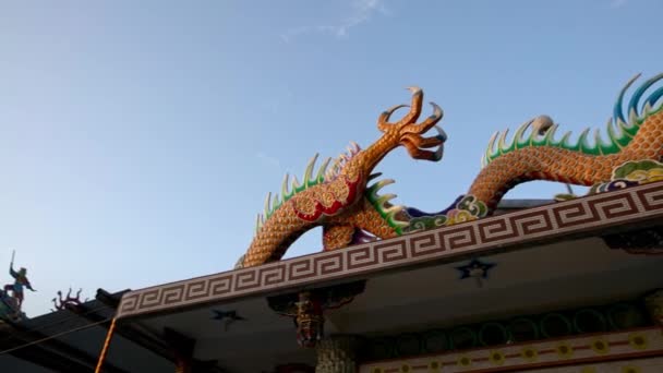 Тайбей Тайвань Березня 2018 Прекрасна Статуя Китайського Дракона Храмі Тянь — стокове відео