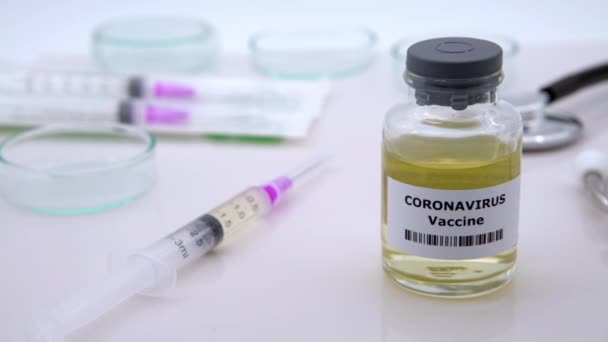 Covid Aşı Şırınga Için Örnek Coronavirus 2019 Ncov Romanı Için — Stok video