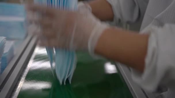 Maschere Chirurgiche Officina Produzione Abbigliamento Medico Potente Maschera Viso Coronavirus — Video Stock