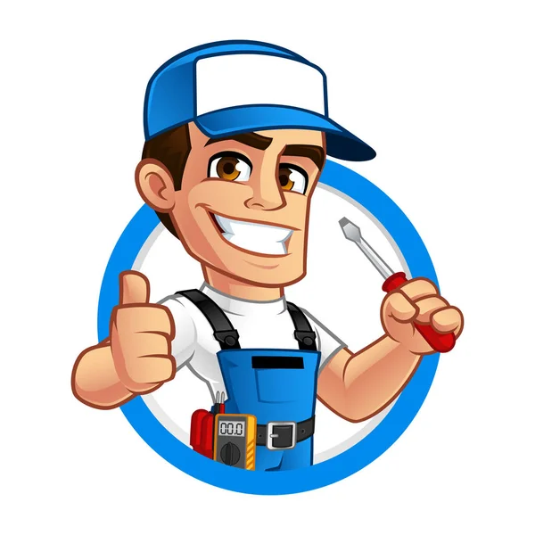 Vector illustration of an electrician — Stock Vector