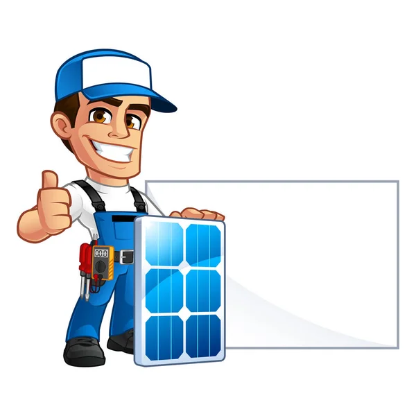 Instalador técnico de paneles solares — Vector de stock