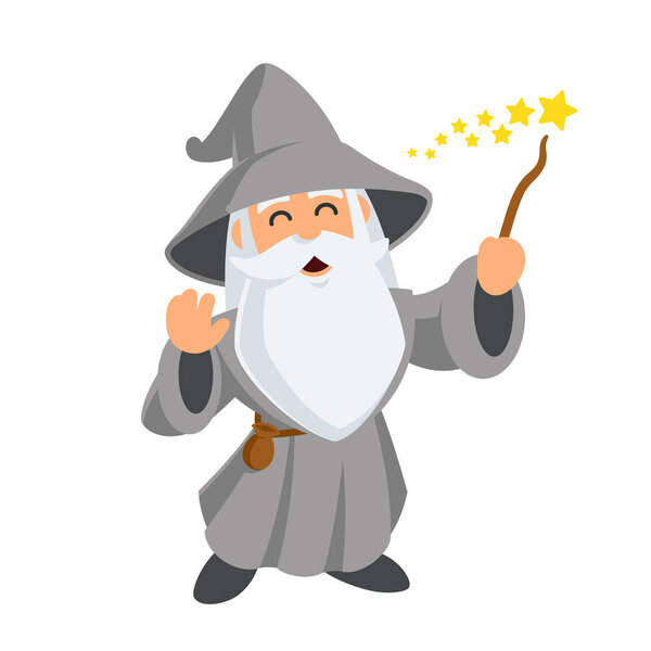Wizard wearing a hat and a long beard