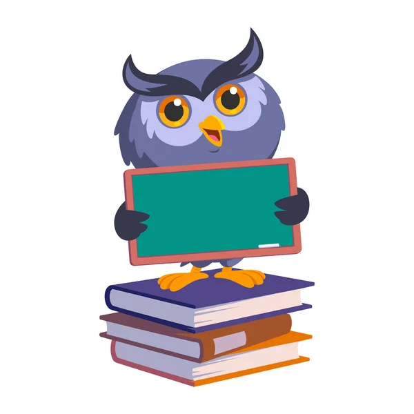 Nice owl, He has a blackboard — Stock Vector