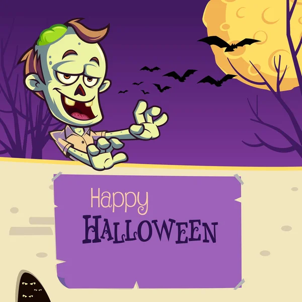 Lustiger Zombie zur Halloween-Party — Stockvektor