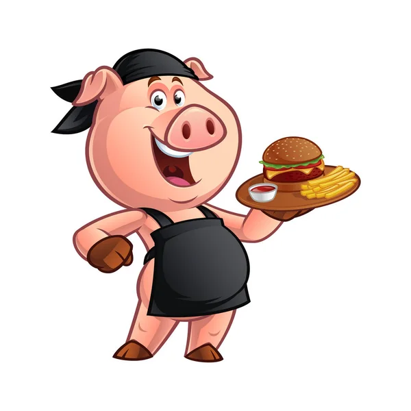 Kreskówka kucharz świnia — Wektor stockowy