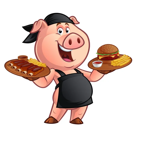 ᐈ Cerdito cocinero vector de stock, vectores cerdo chef | descargar en