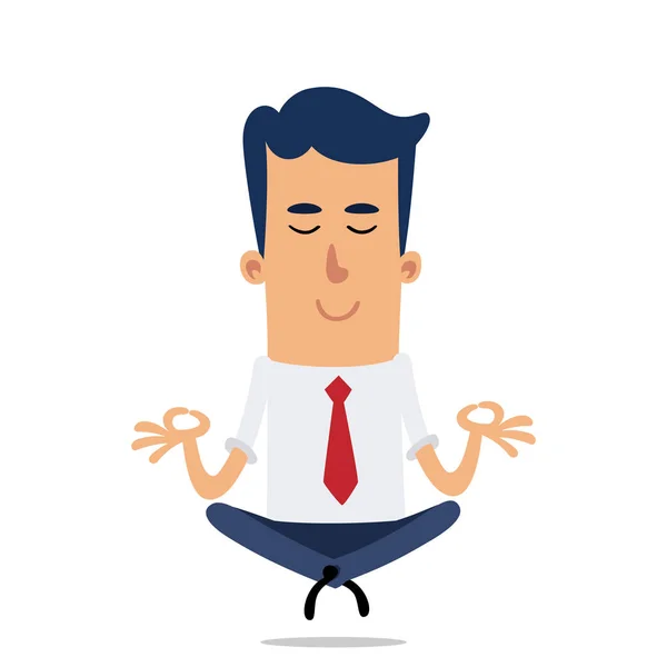 Empresario meditando en una postura de yoga — Archivo Imágenes Vectoriales