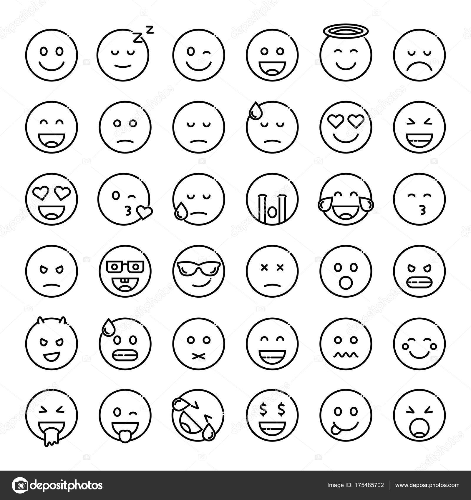 Set of cute smiley emoticons Stock Vector by ©vector5000 175485702