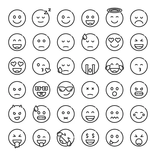 Uppsättning av söt smiley emoticons — Stock vektor