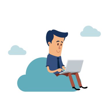 İşadamı laptopuyla çalışıyor.
