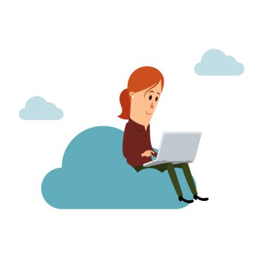 İş kadını onun laptop ile çalışma