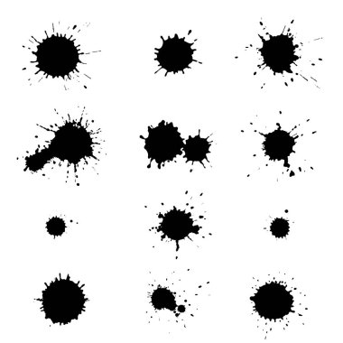 Siyah mürekkep noktalar kümesi, doku boya lekeleri
