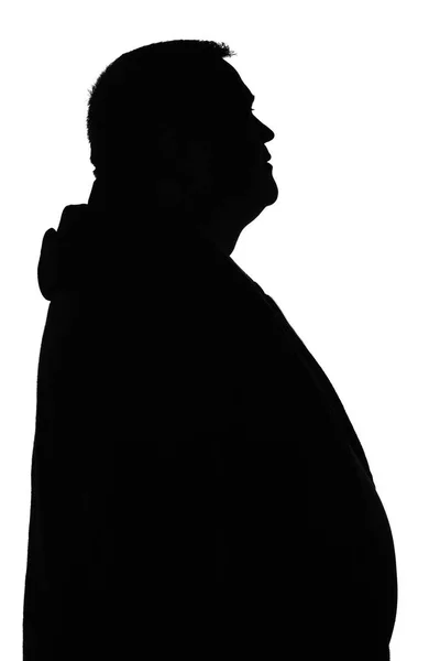 Zwart-wit silhouet van dikbuikig man — Stockfoto