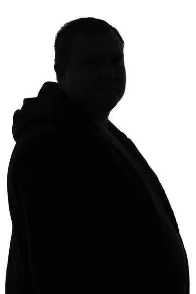 Black and white silhouette of paunchy male — Stock Photo, Image