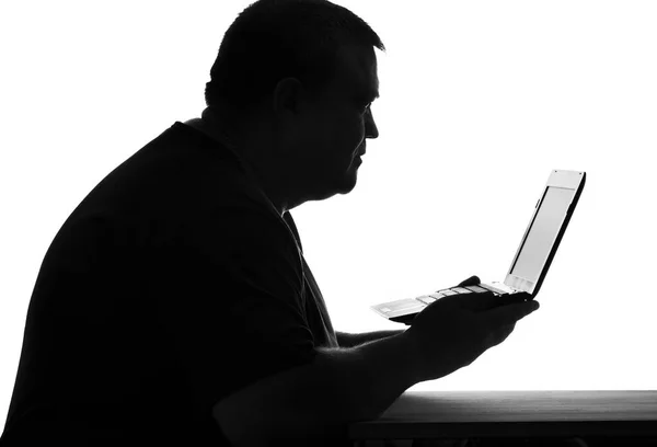Silhouette of a man tchat online — Stock Photo, Image