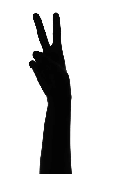 Silueta de una mano mostrando un número — Foto de Stock