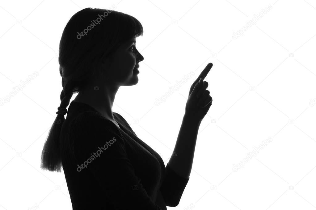 silhouette profile of a woman on isolated background