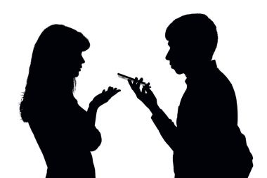 Çünkü kavgalar evli bir çift silüeti elektronik cihazlar