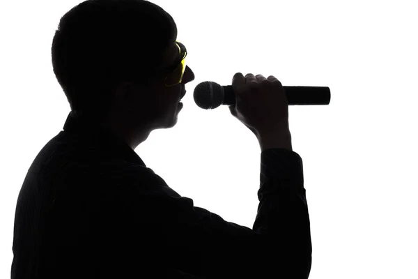 Concert of a artist singing into the microphone — Stock Photo, Image