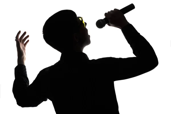 Concerto de um artista cantando no microfone — Fotografia de Stock