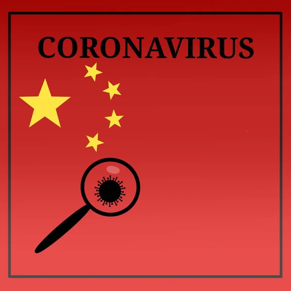 Červeném Pozadí Hvězdy Vlajky Číny Také Slovo Coronavirus Kopírovat Prostor — Stock fotografie