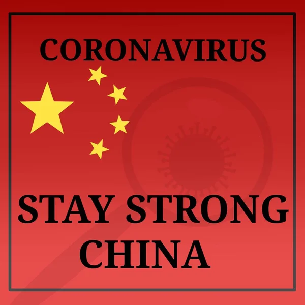 Red Background Star Flag China Also Word Coronavirus Stay Strong — 스톡 사진