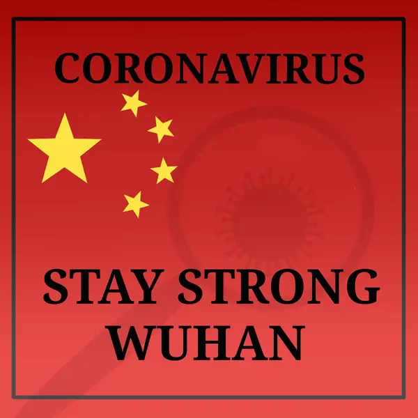 Red Background Star Flag China Also Word Coronavirus Stay Strong — 스톡 사진