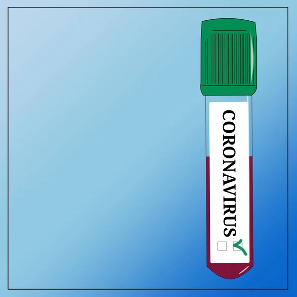 Tubo Sottovuoto Fondo Blu Sangue Una Provetta Test Del Coronavirus — Foto Stock