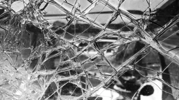Broken Windshield Car Glass Splinter Accident Car Dangerous Traffic Accident — Stock Photo, Image