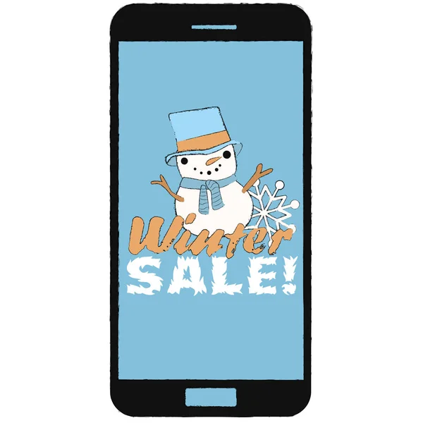 Winter Sale Smartphone Screen — Stockfoto