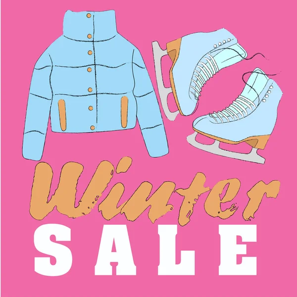 Banner Winter Elements Inscription Winter Sale — Stockfoto