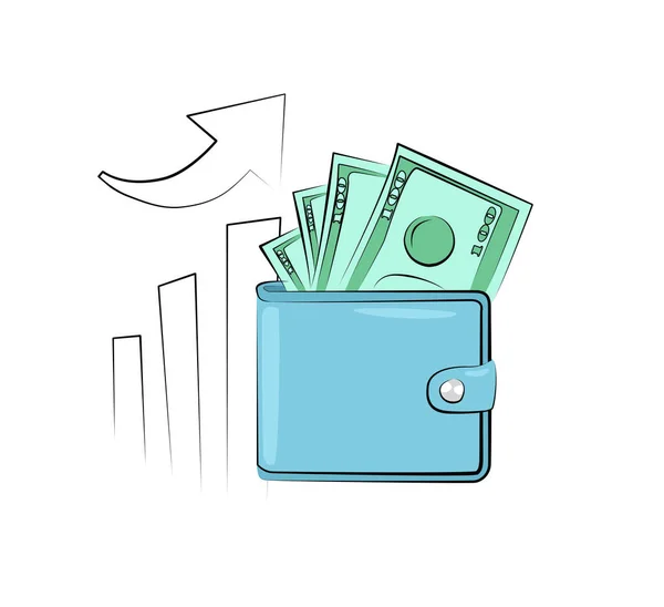 Raster illustration: wallet with money