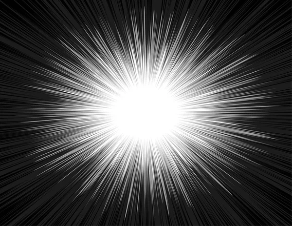 Velocidade Luz Quadrinhos Estilo Explosão Feixe Radial Zoom Fundo — Vetor de Stock