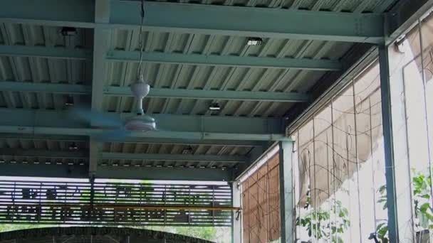 海南島 3月2019熱帯海南島の半分空のカジュアルなダイニングシーフードレストランのパンショット — ストック動画