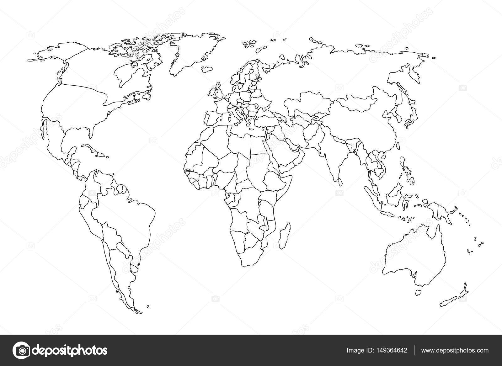 Political Map World World Map Outline Gray World Map Countries ...