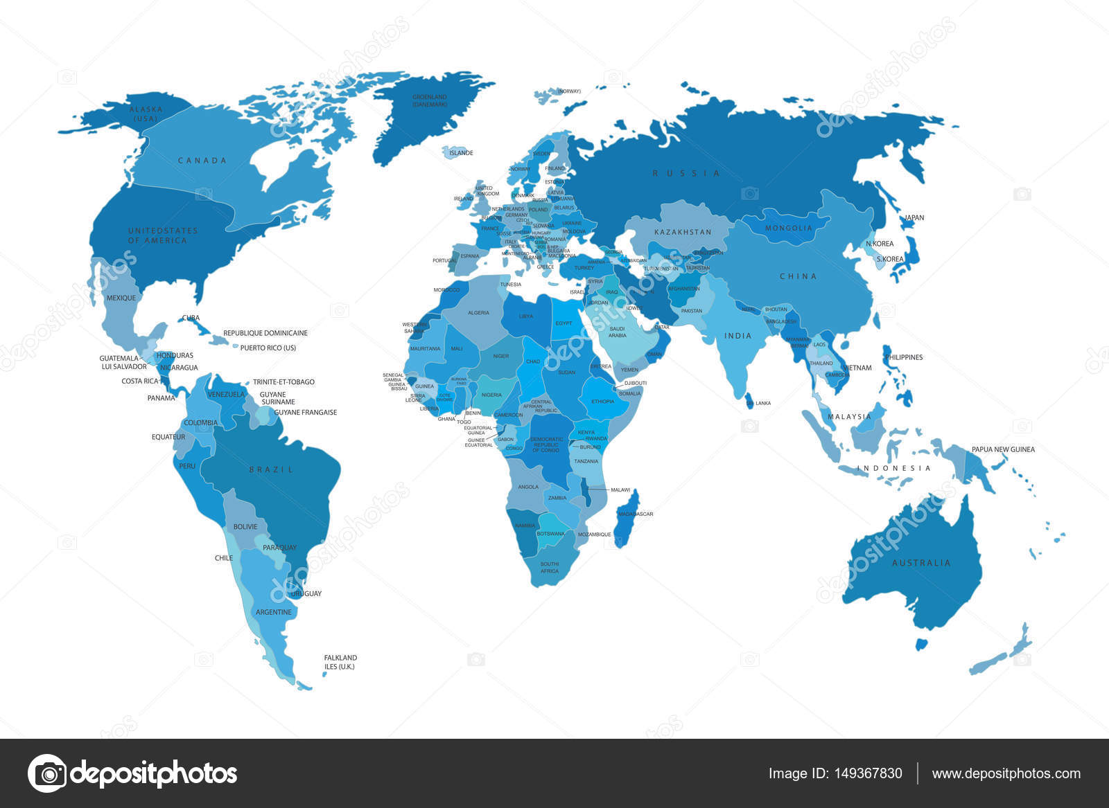 Political Map World Blue Map World Illustration Stock Photo By ©Lulechkay  149367830