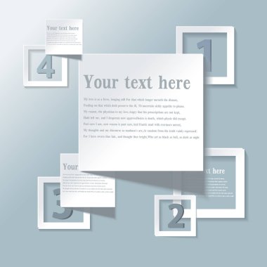 Kağıt Süreç arkaplan / ürün seçimi veya sürümleri. Bilgi, tasarım, iş, eğitim, sunum, web sitesi, broşür, broşür için sayı seçenekleri içeren web pankartı şablonu.