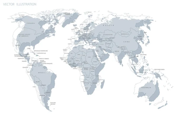 Mapa Político Del Mundo Mundo Gris Mapa Países Ilustración — Foto de Stock