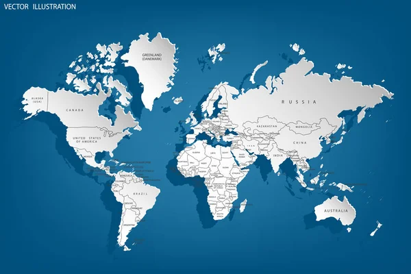 Mapa Político Mundo Cinza Mundo Mapa Países Ilustração — Fotografia de Stock